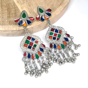 Multi Color Long Danglers For Women