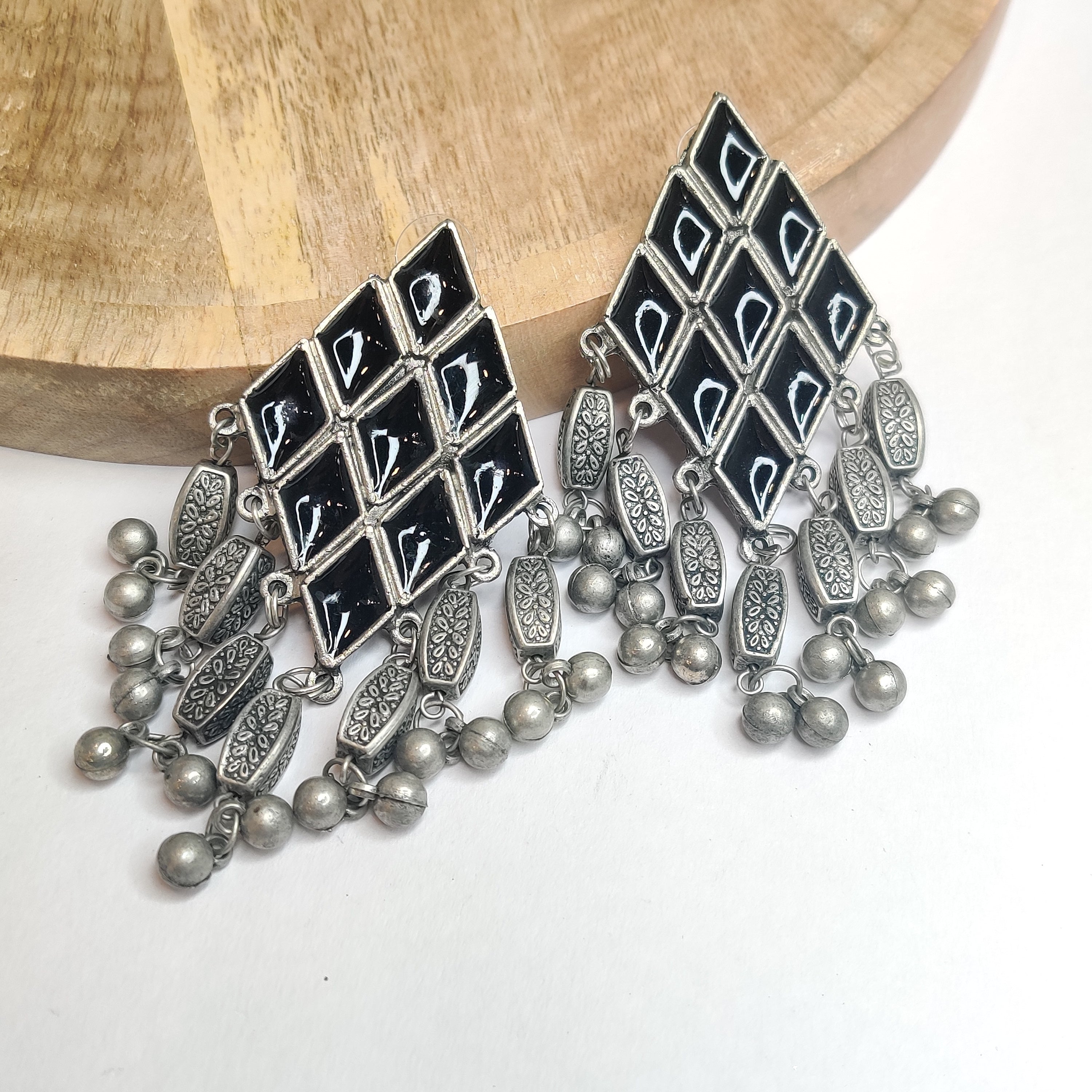 Black Afghani Stud Earrings
