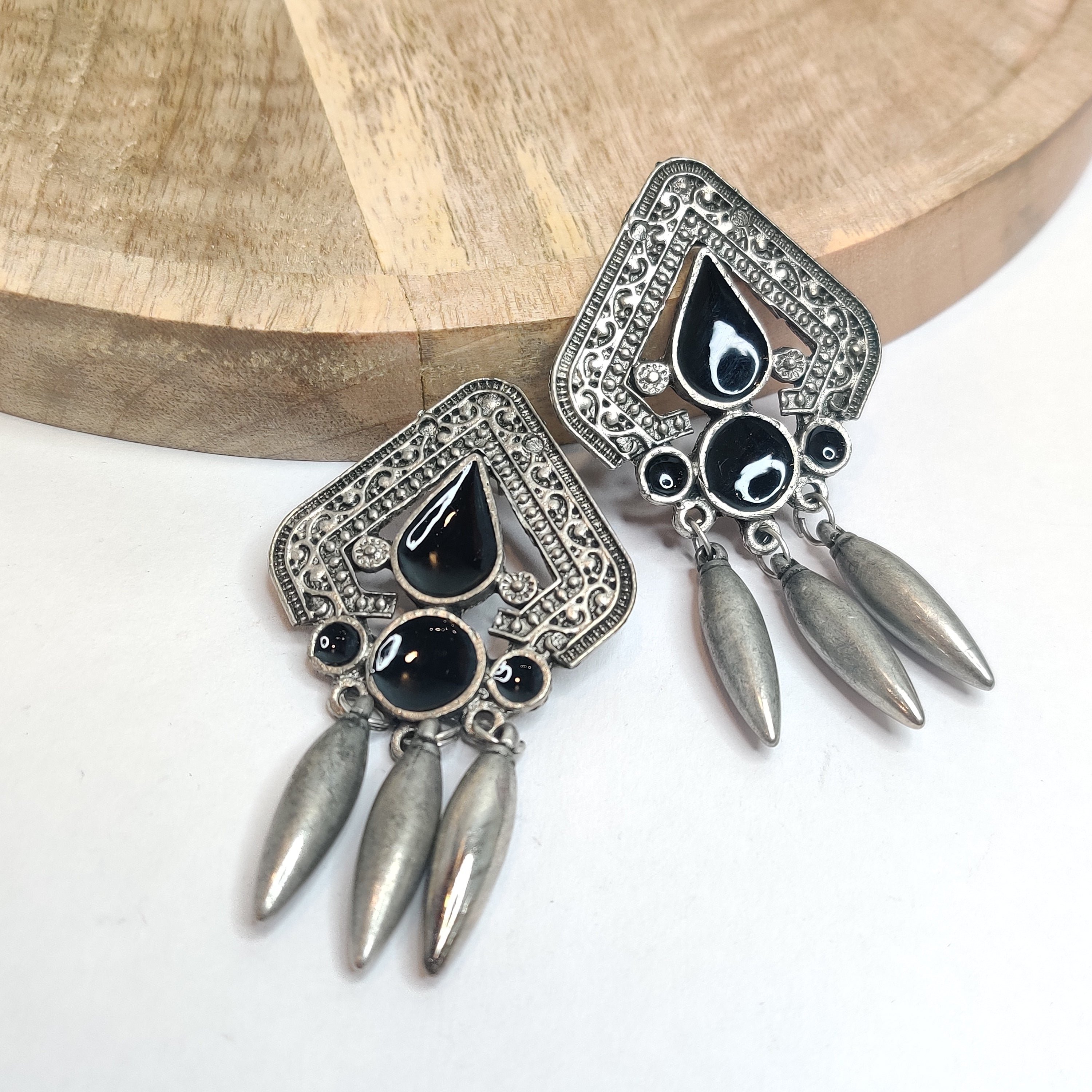 Oxidized Black Afghani Studs