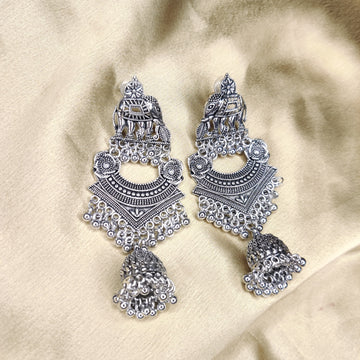 Oxidised Elephant Jhumki