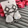 Handcrafted White Stone Danglers