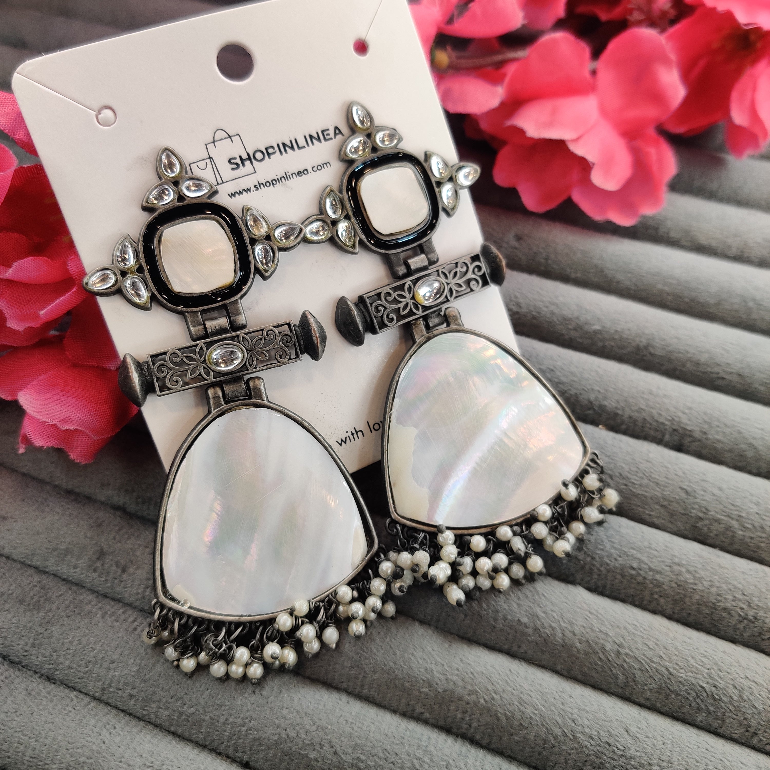 Handcrafted White Stone Danglers