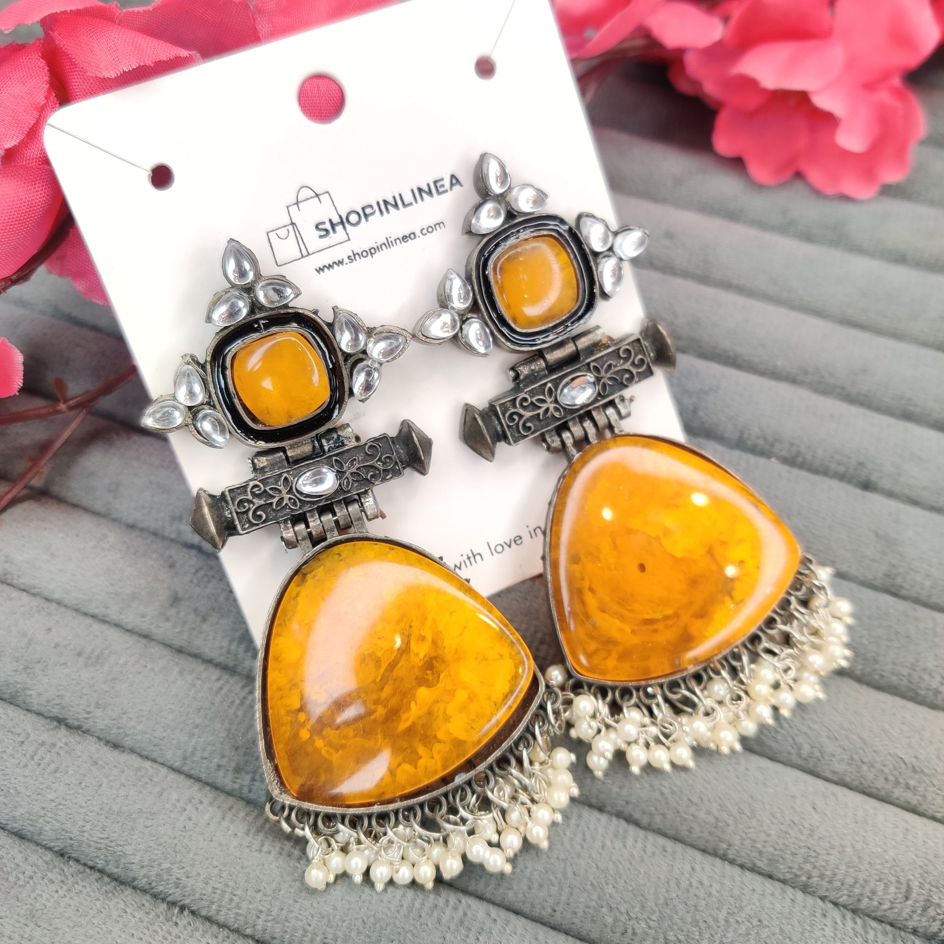Handcrafted Yellow Stone Danglers