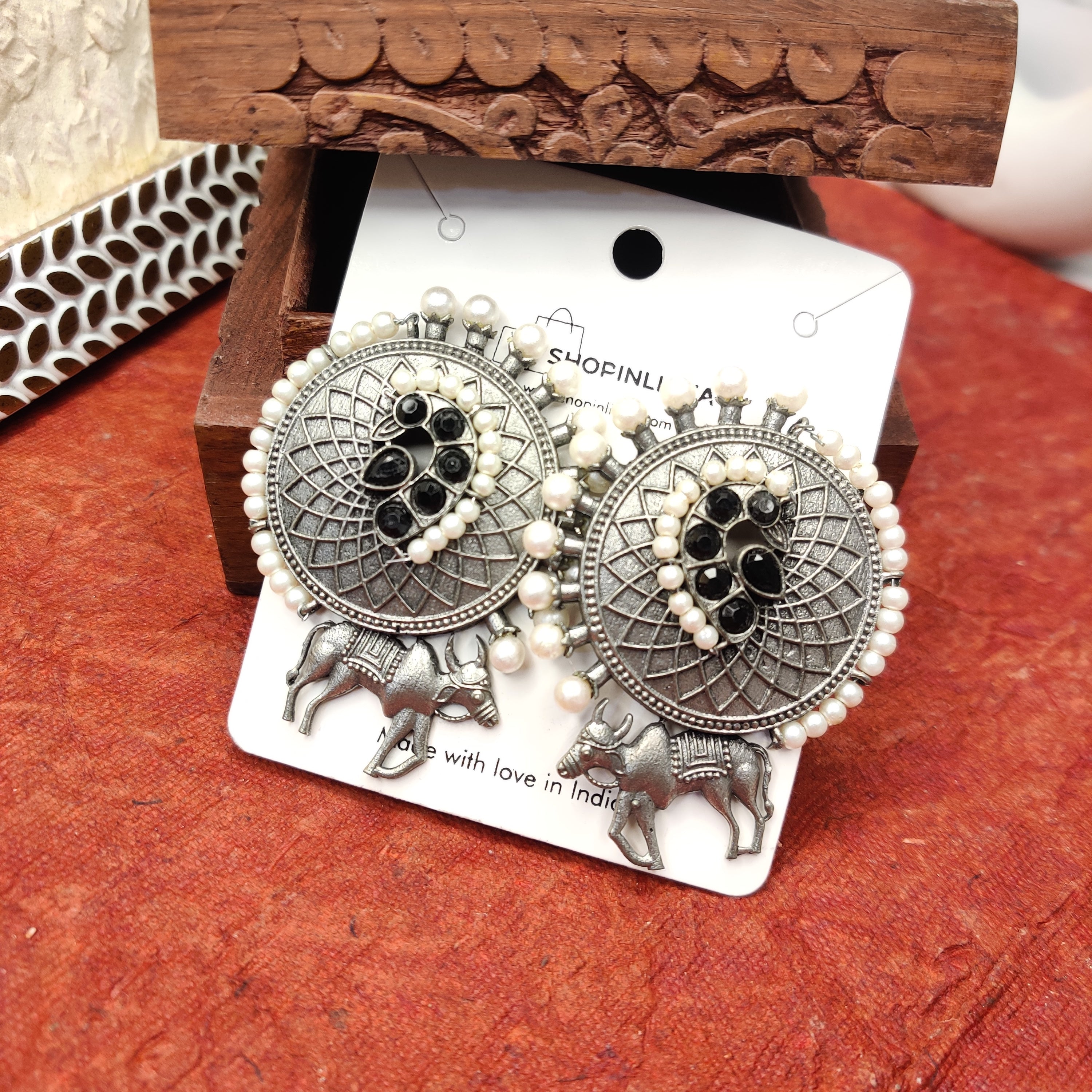 Big Silver Studs In Black Stones