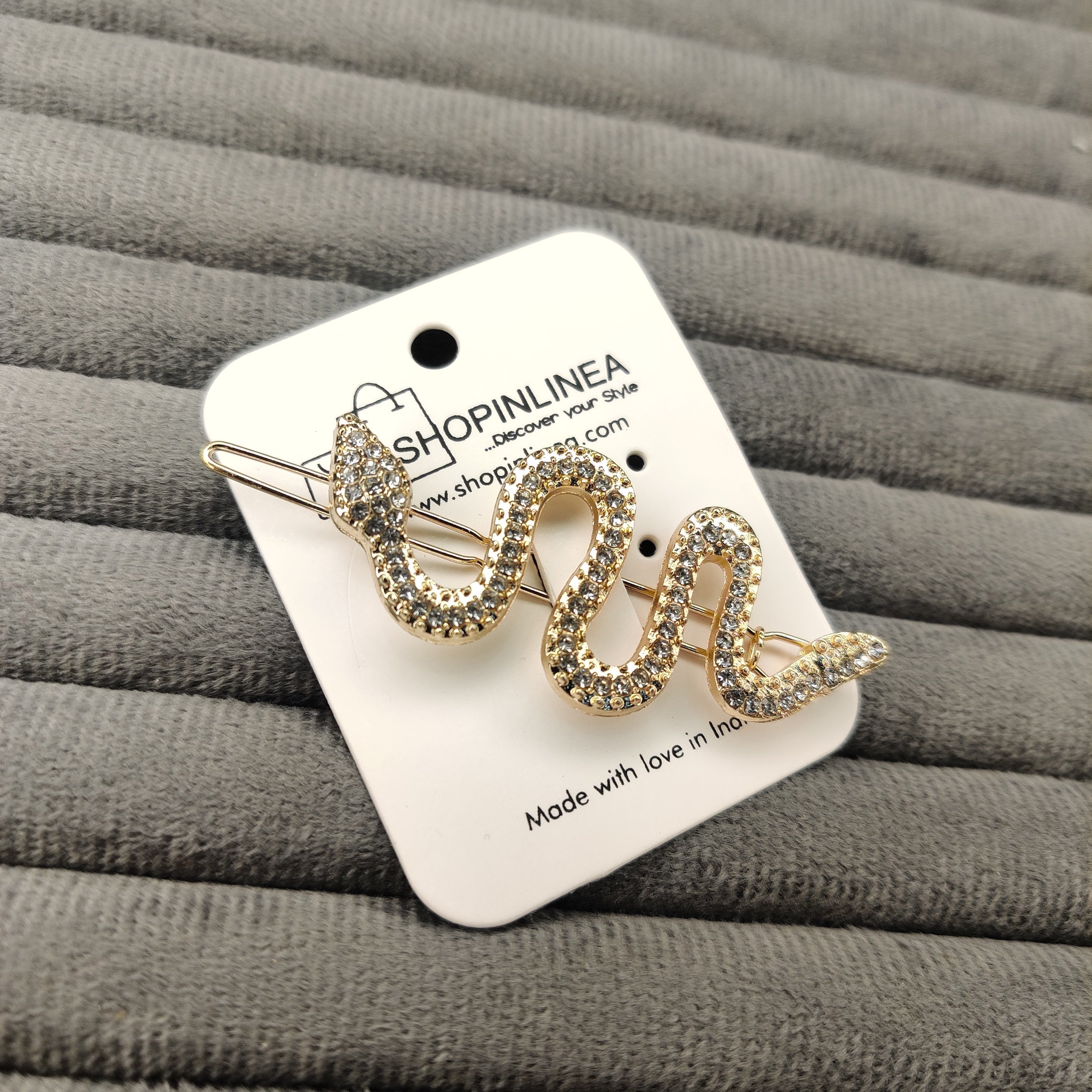 Snake Design Hairclip With Stone