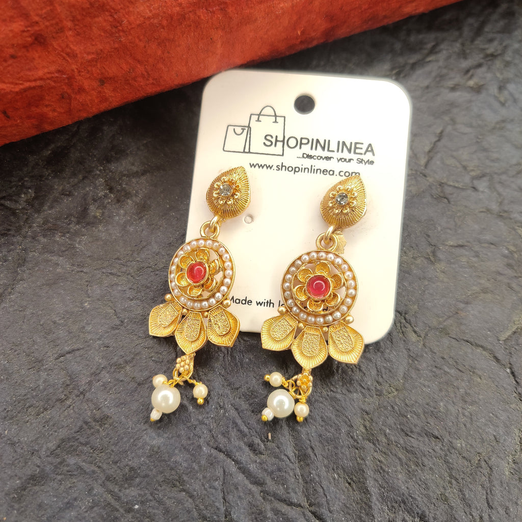 Traditional Pearl Temple Jewellery Set