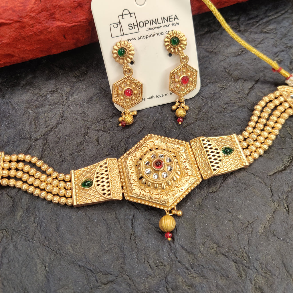 Festive Pearl Temple Jewellery Set for Women