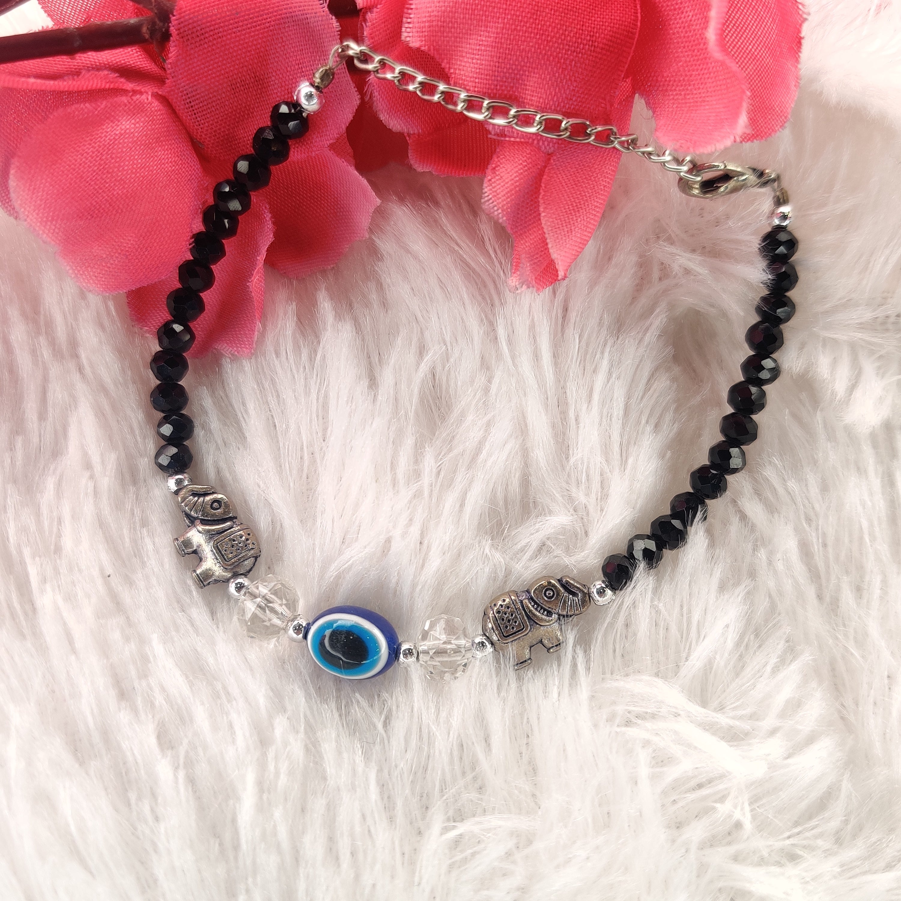 Minimal Evil Eye Anklet for Women