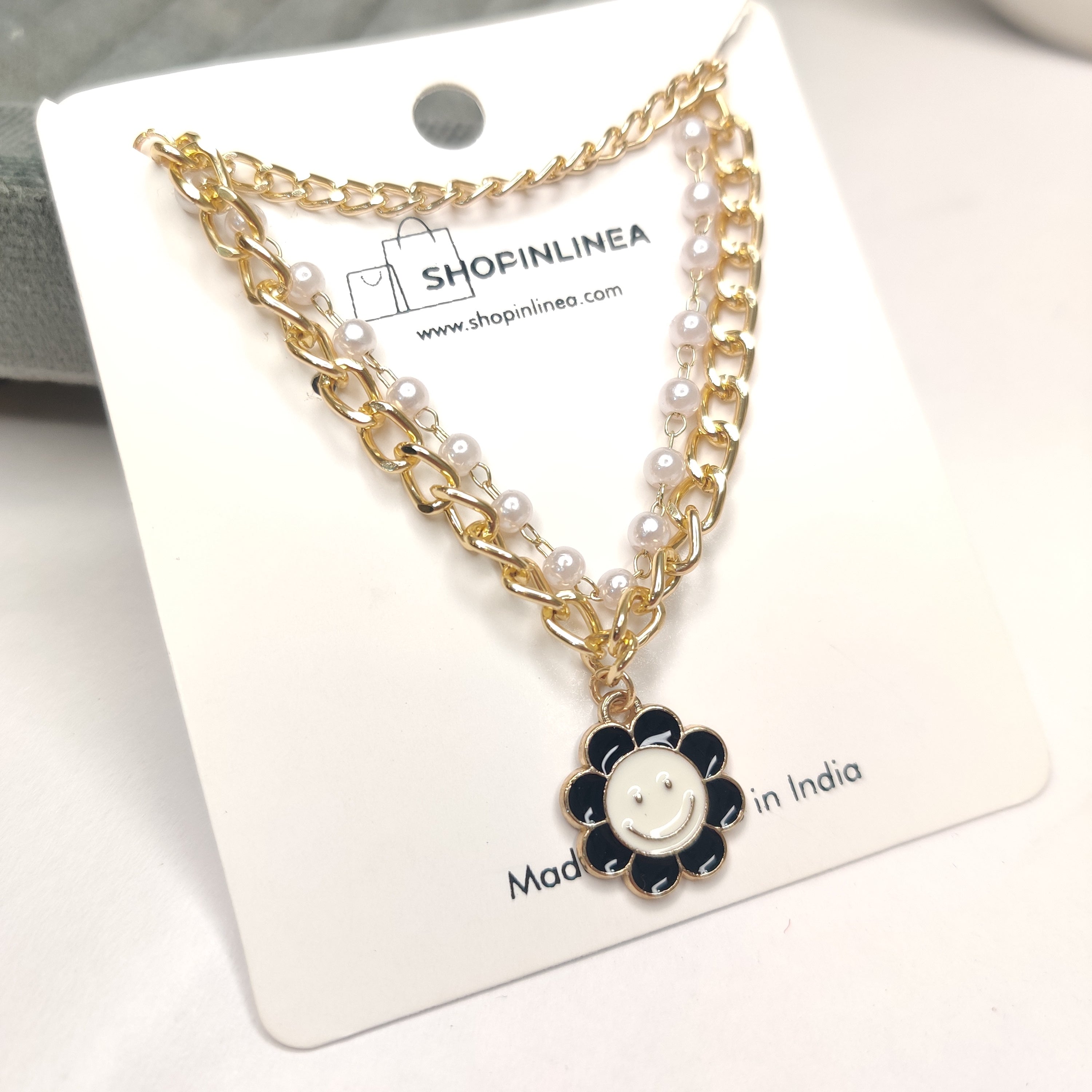 Cute Black Floral Stack Bracelet