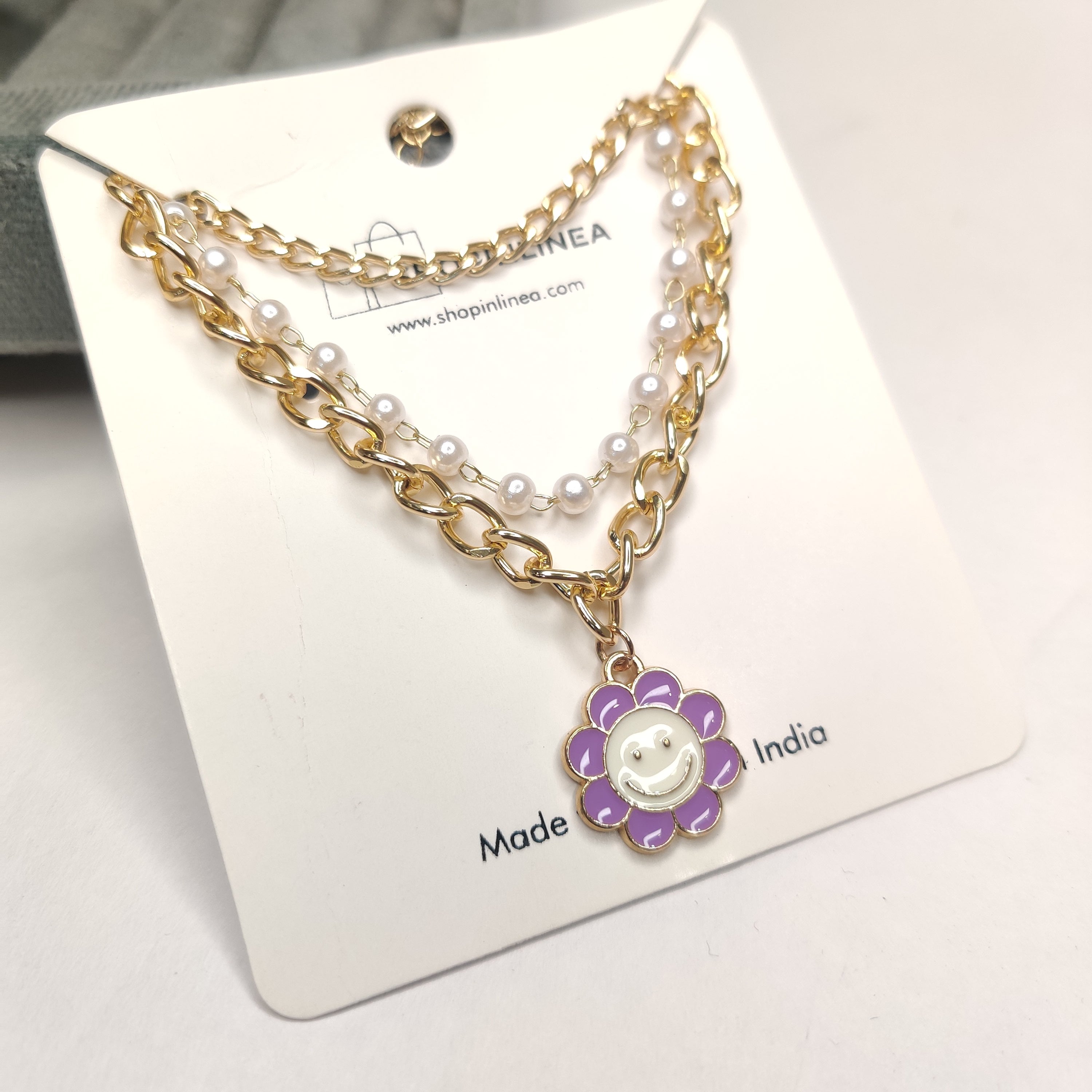 Cute Purple Floral Stack Bracelet