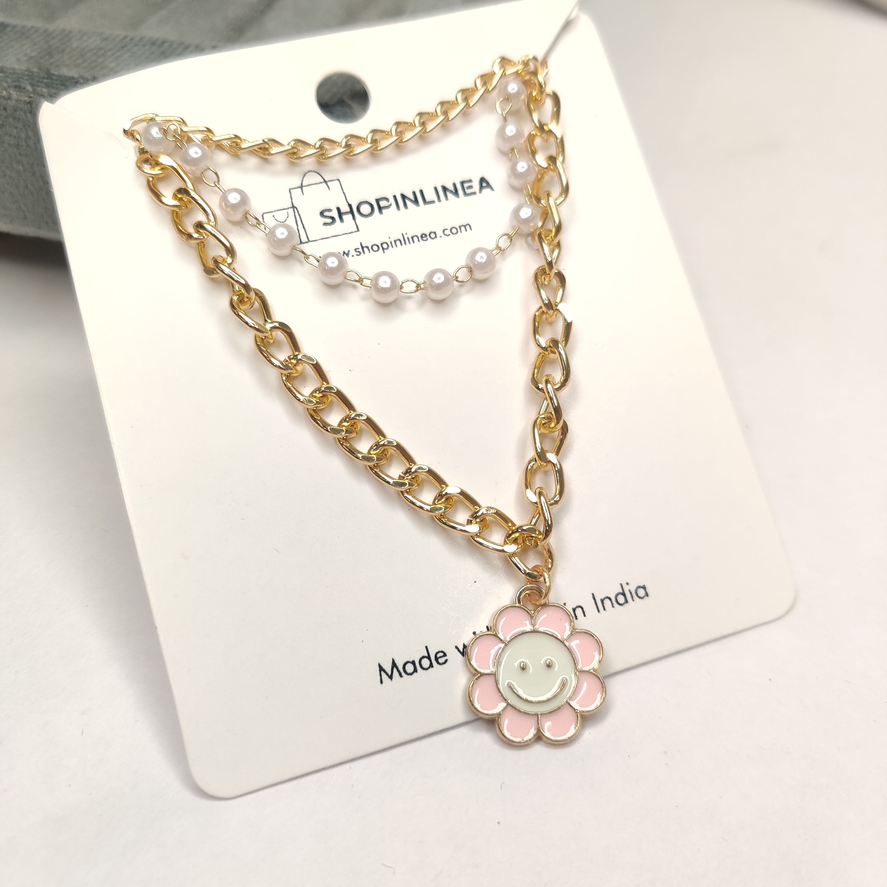 Cute PInk Floral Stack Bracelet