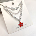 Red Daisy Stack Bracelet