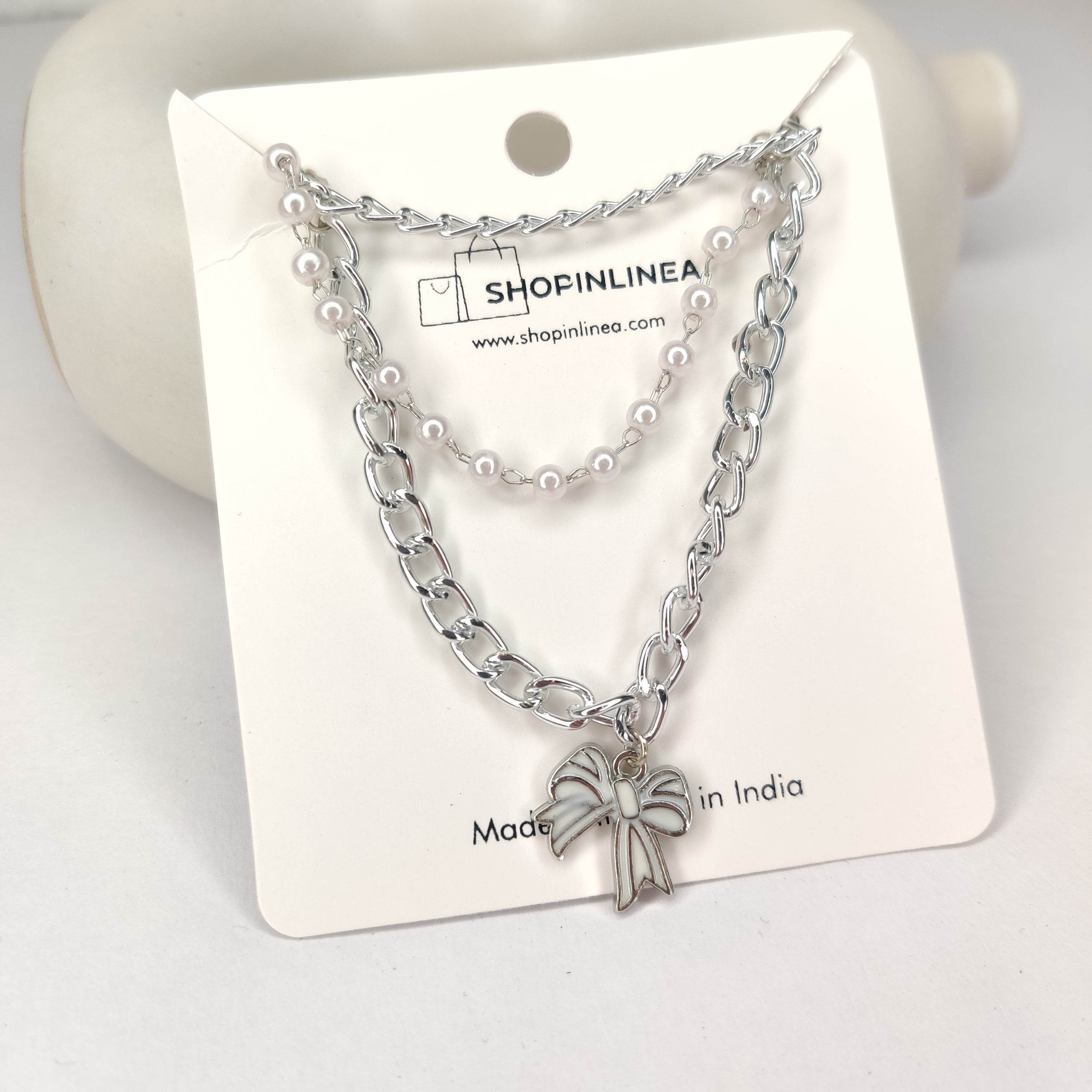 Aesthetic White Bow Pearl Bracelet