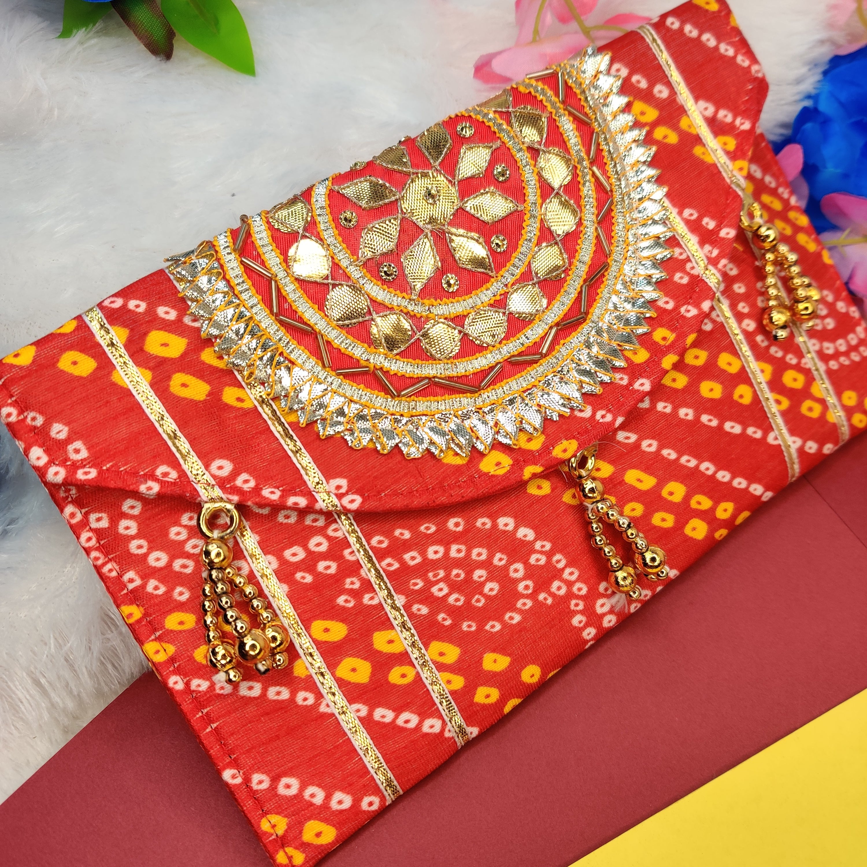 Jaipuri Clutch Red