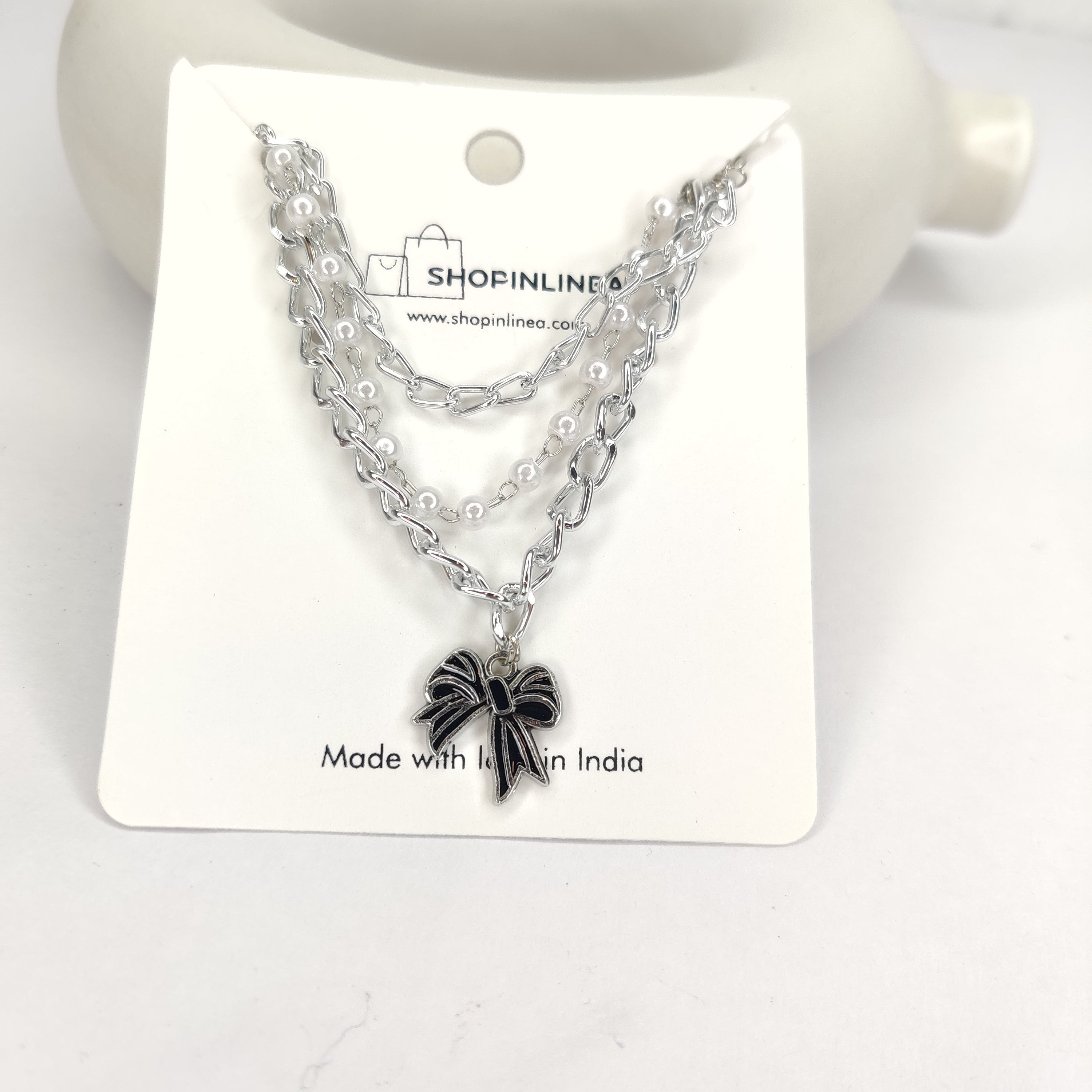 Aesthetic Black Bow Pearl Bracelet