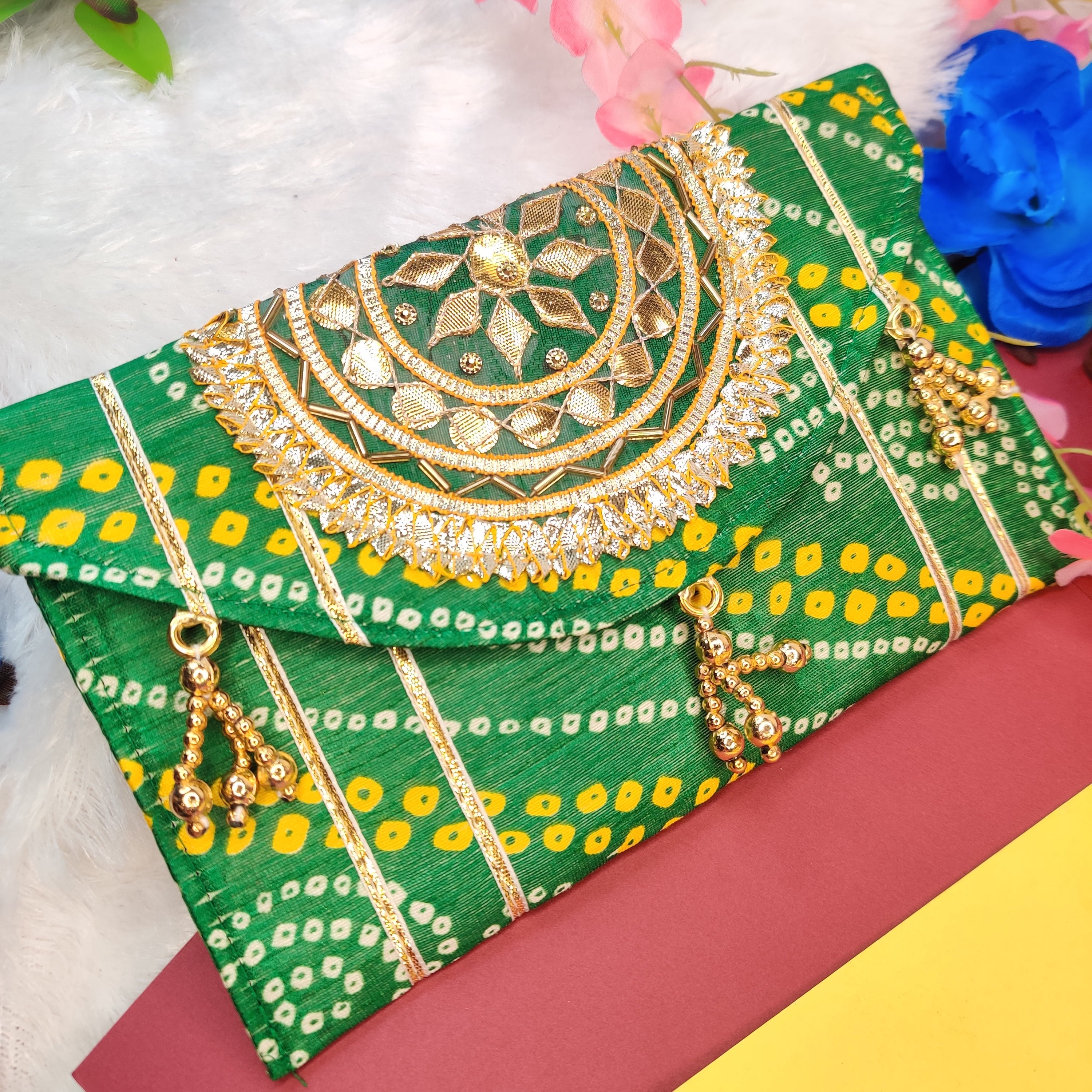 Jaipuri Clutch Green