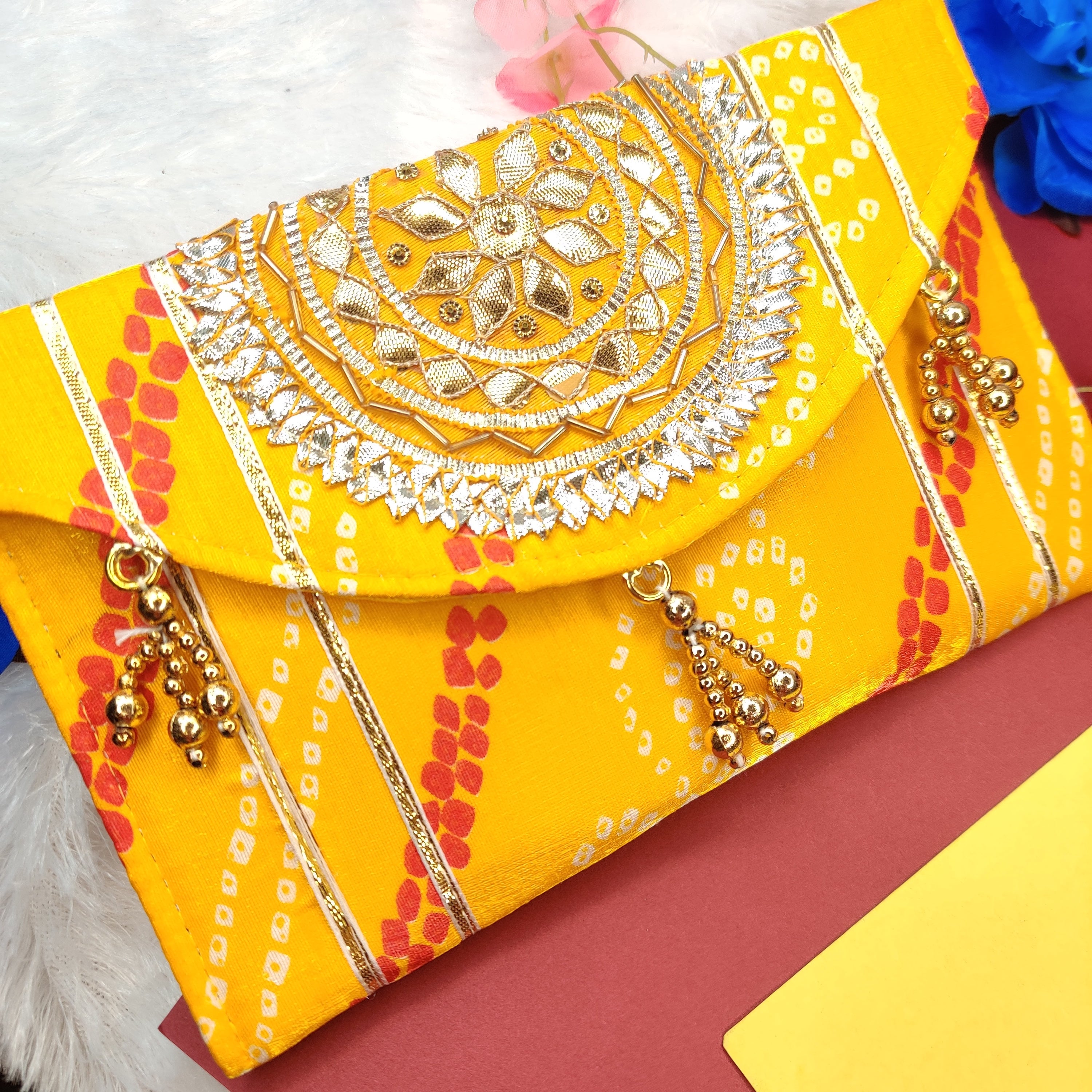 Jaipuri Clutch Yellow