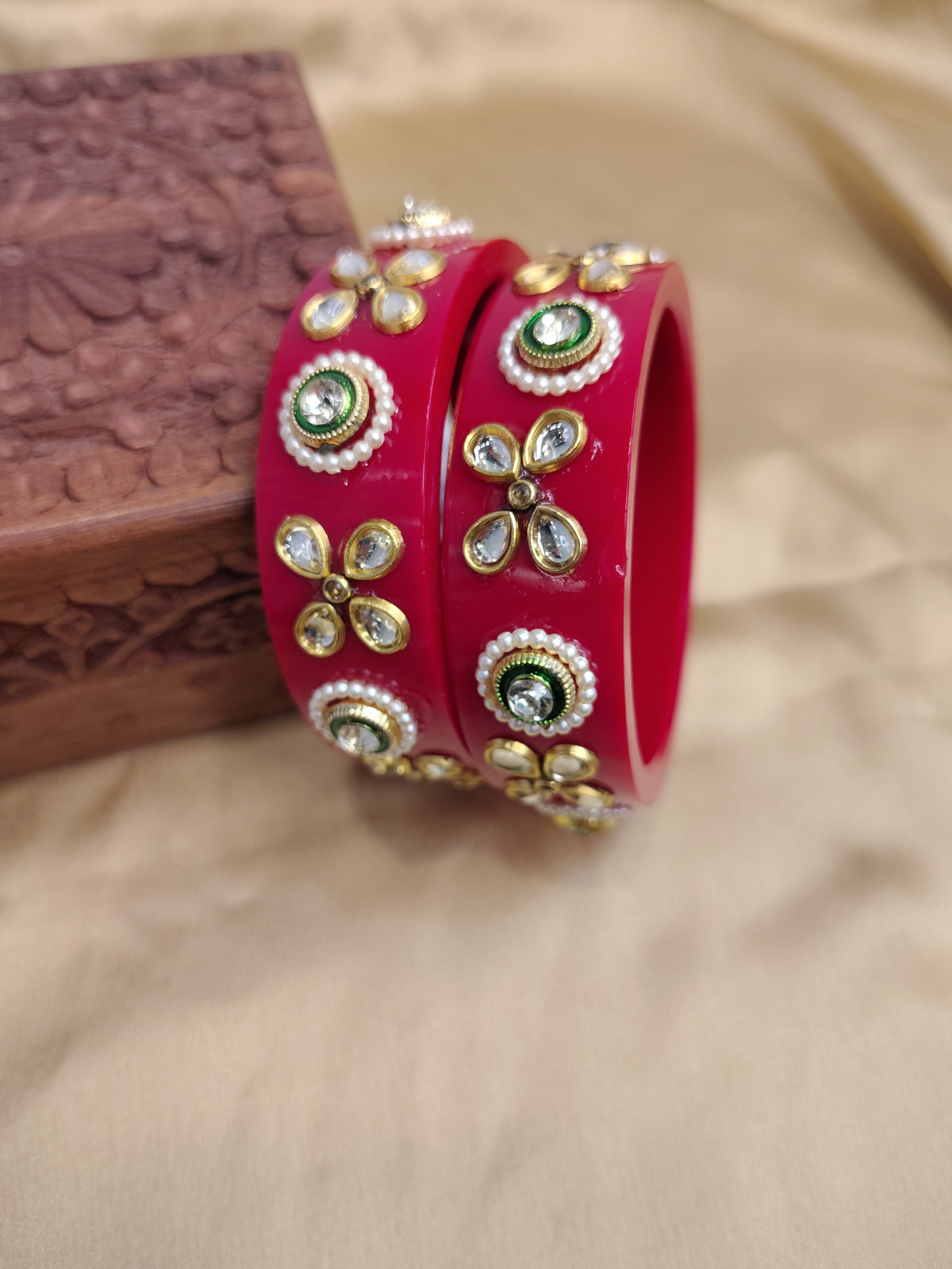 Elegant Red Kundan Bangles – Traditional Jewelry for Women