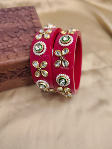 Elegant Red Kundan Bangles – Traditional Jewelry for Women