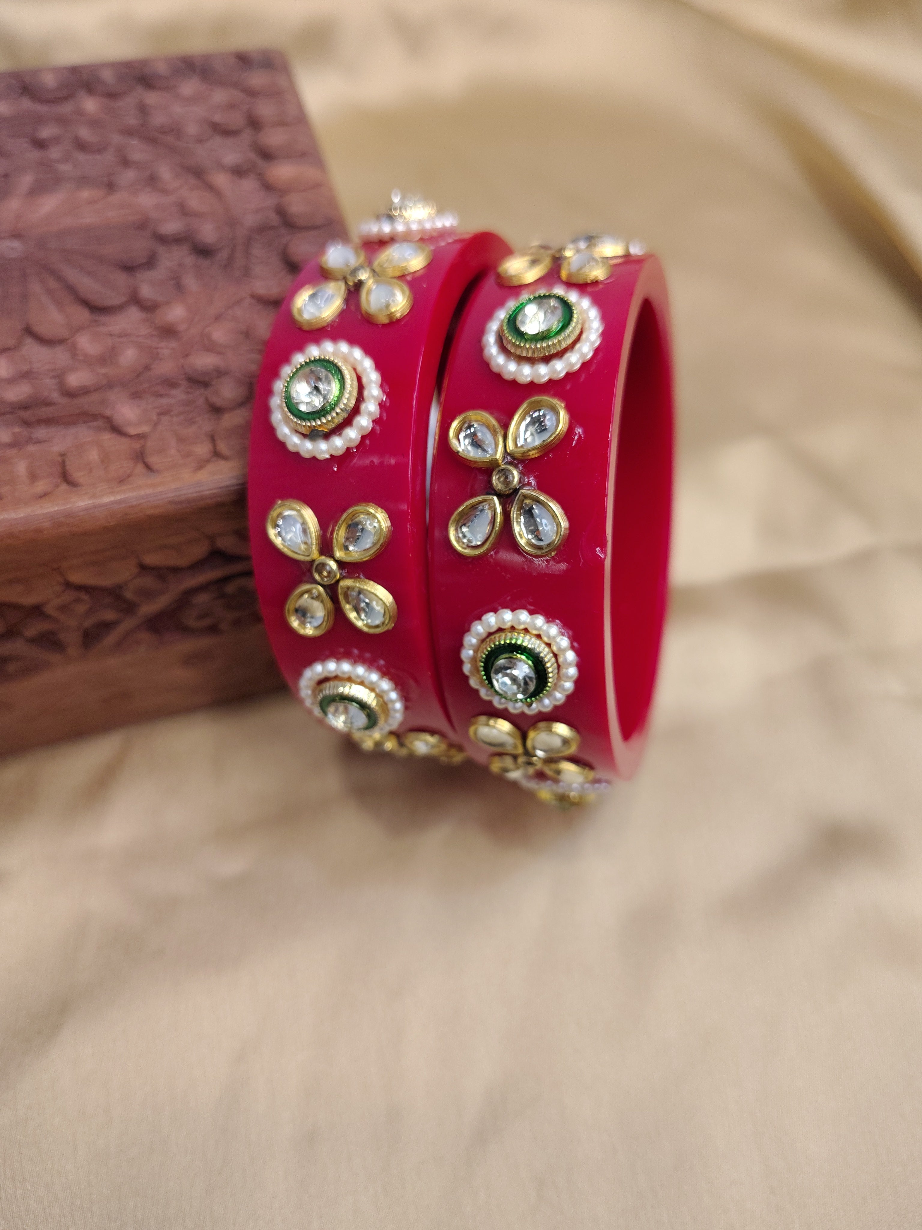 Elegant Red Kundan Bangles – Traditional Jewelry for Women