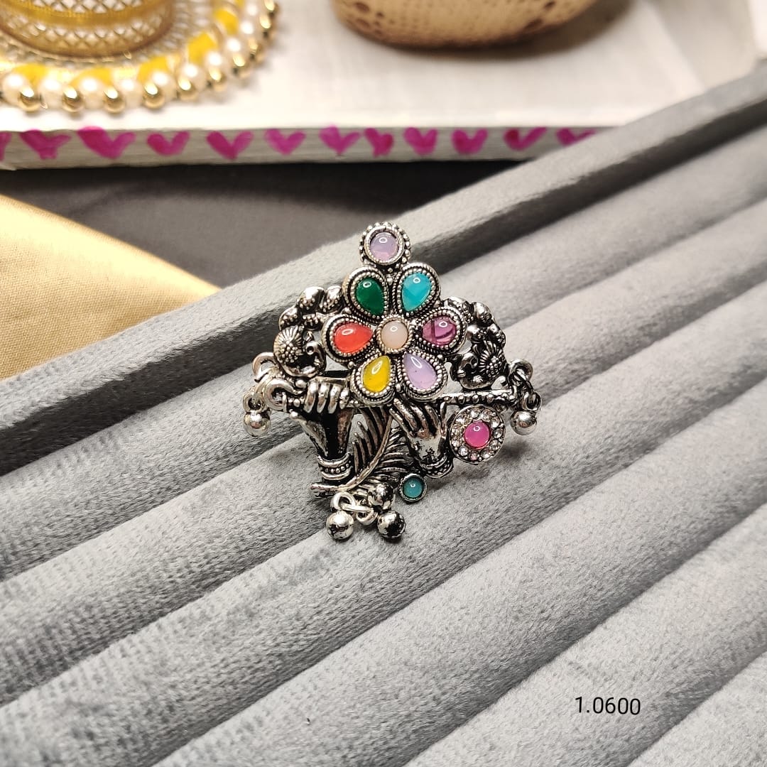 Oxidised Krishna Ring