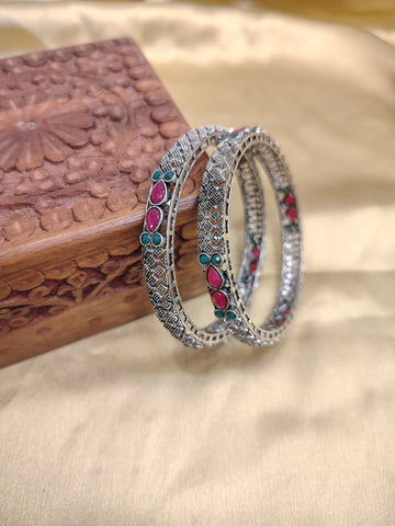 Women’s Oxidised Bangles | Antique Silver Finish