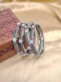 Oxidised Silver Bangles Set | Stylish Ethnic Jewelry for Women