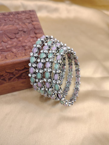 Ethnic Oxidised Bangles with Colorful Stones | Bridal, Festive & Casual Wear