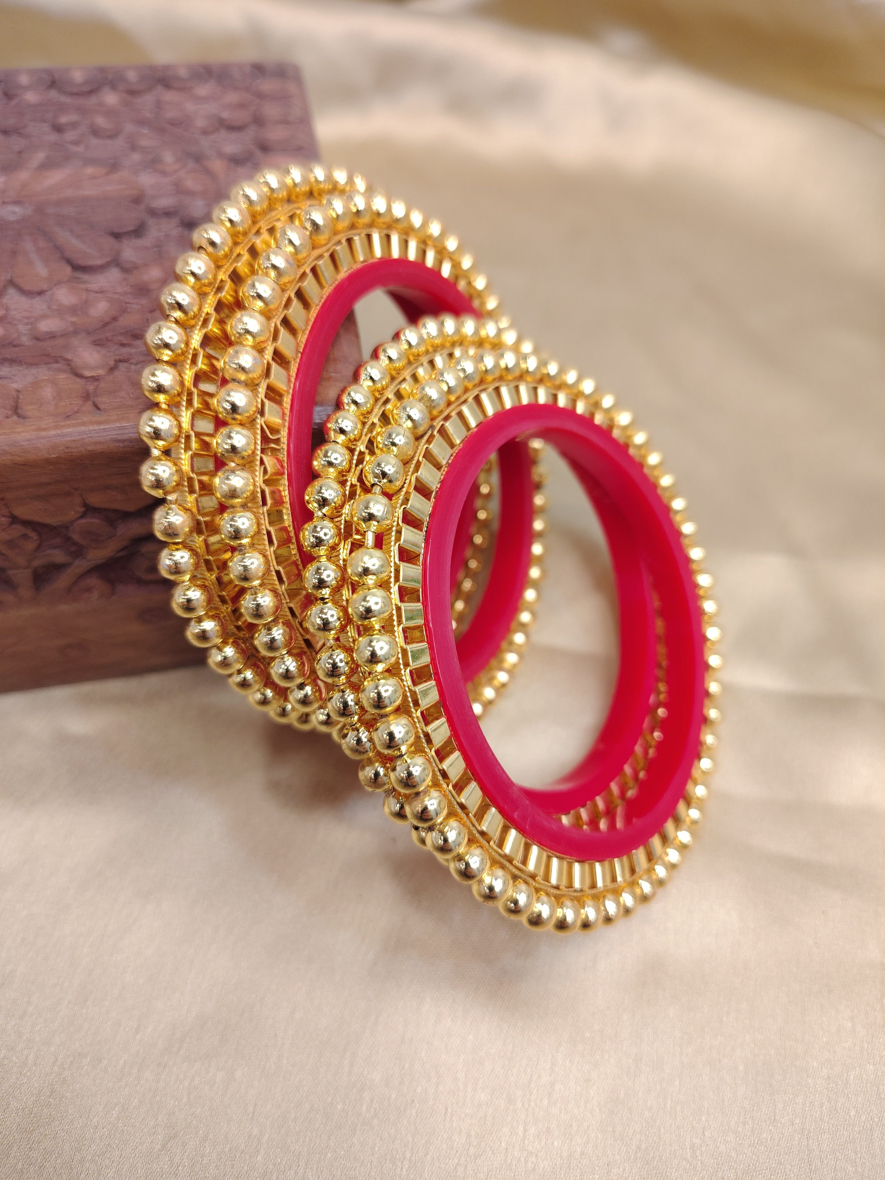 Elegant Red & Gold Bangles Set | Festival & Wedding Jewelry for Women