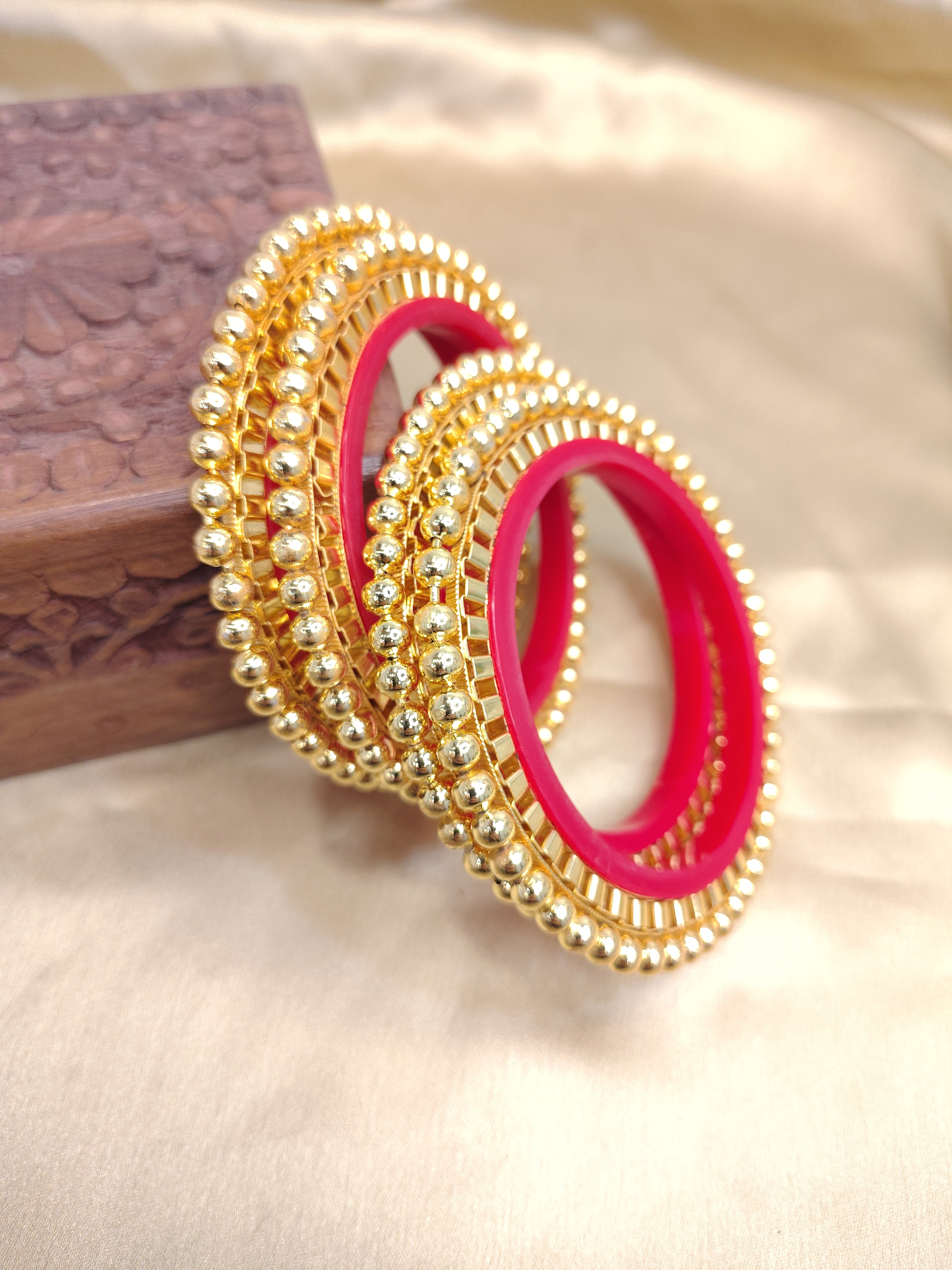 Elegant Red & Gold Bangles Set | Festival & Wedding Jewelry for Women
