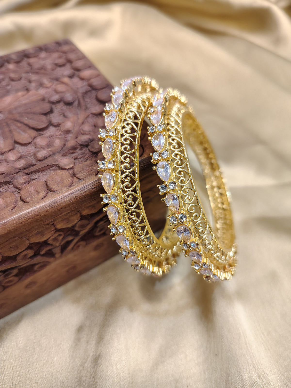 Party Ready AD Stone Bangles Set | Traditional Jewelry for Women