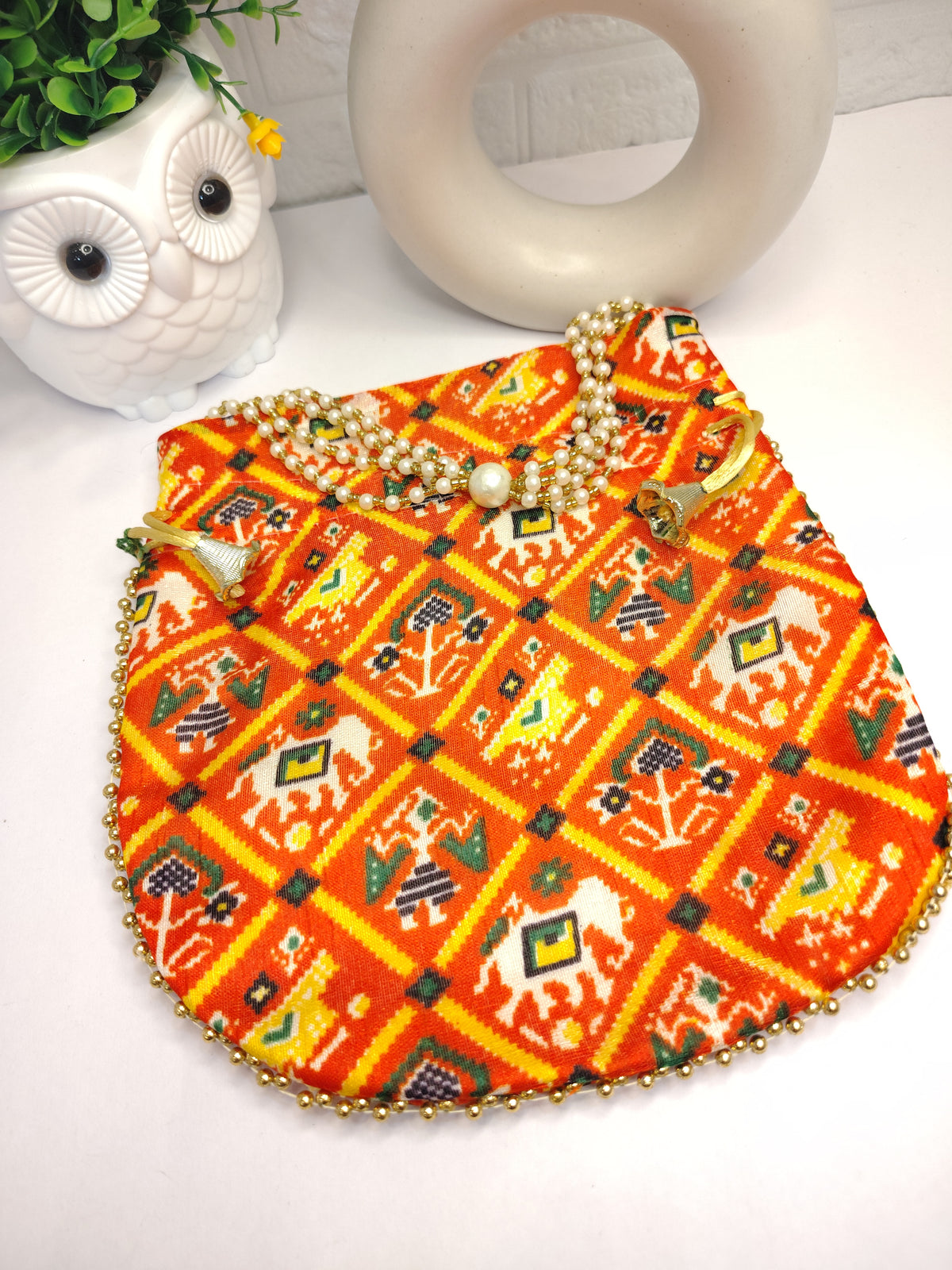 Traditional Patola Orange Potli
