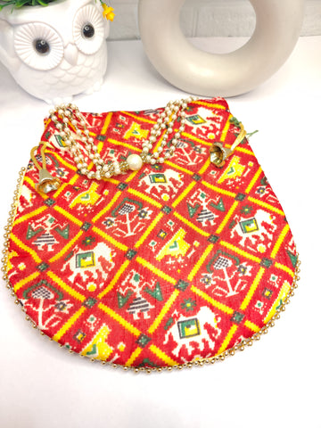 Traditional Patola Red Potli