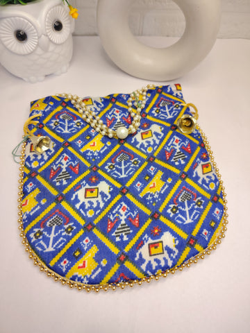 Traditional Patola Blue Potli