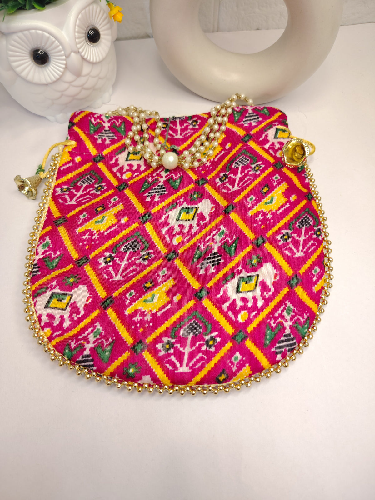 Traditional Patola Pink Potli