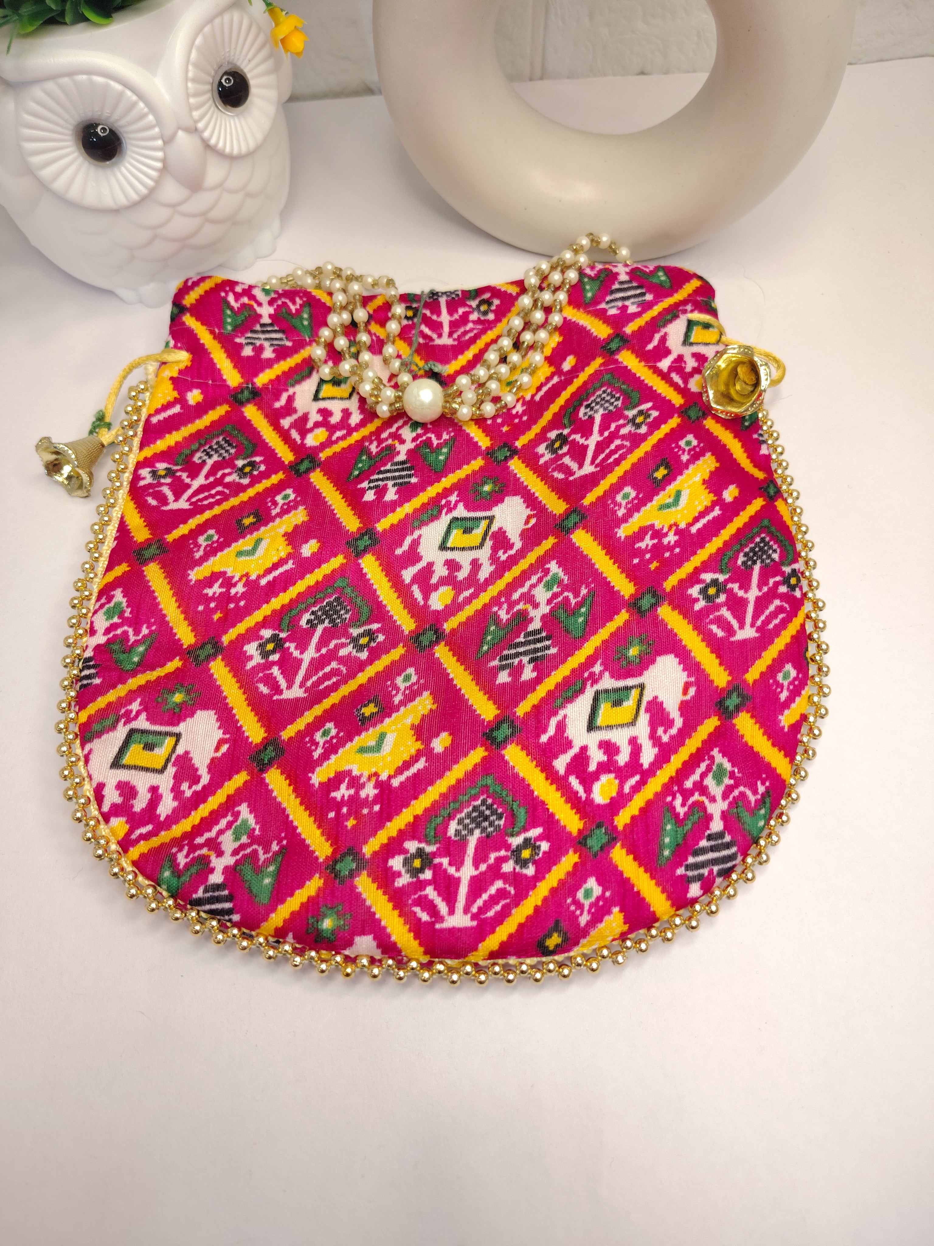 Traditional Patola Pink Potli