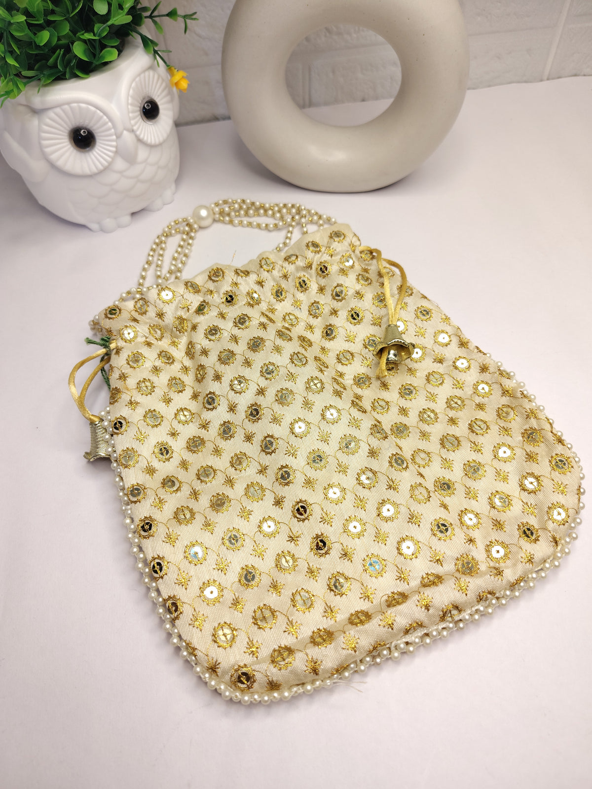Golden Sequin Work Potli