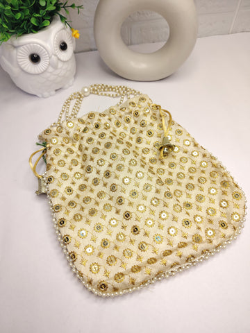Golden Sequin Work Potli