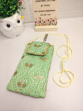 Ethnic Light Green Mobile Pouch Bag