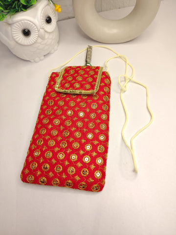 Premium Embroidered Design Phone Pouch Bag