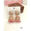 Elegant Jumka Earrings with Pink Beads