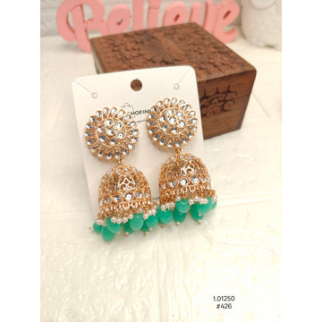 Green Beads Jumka Earrings for Women – Festive & Party Wear