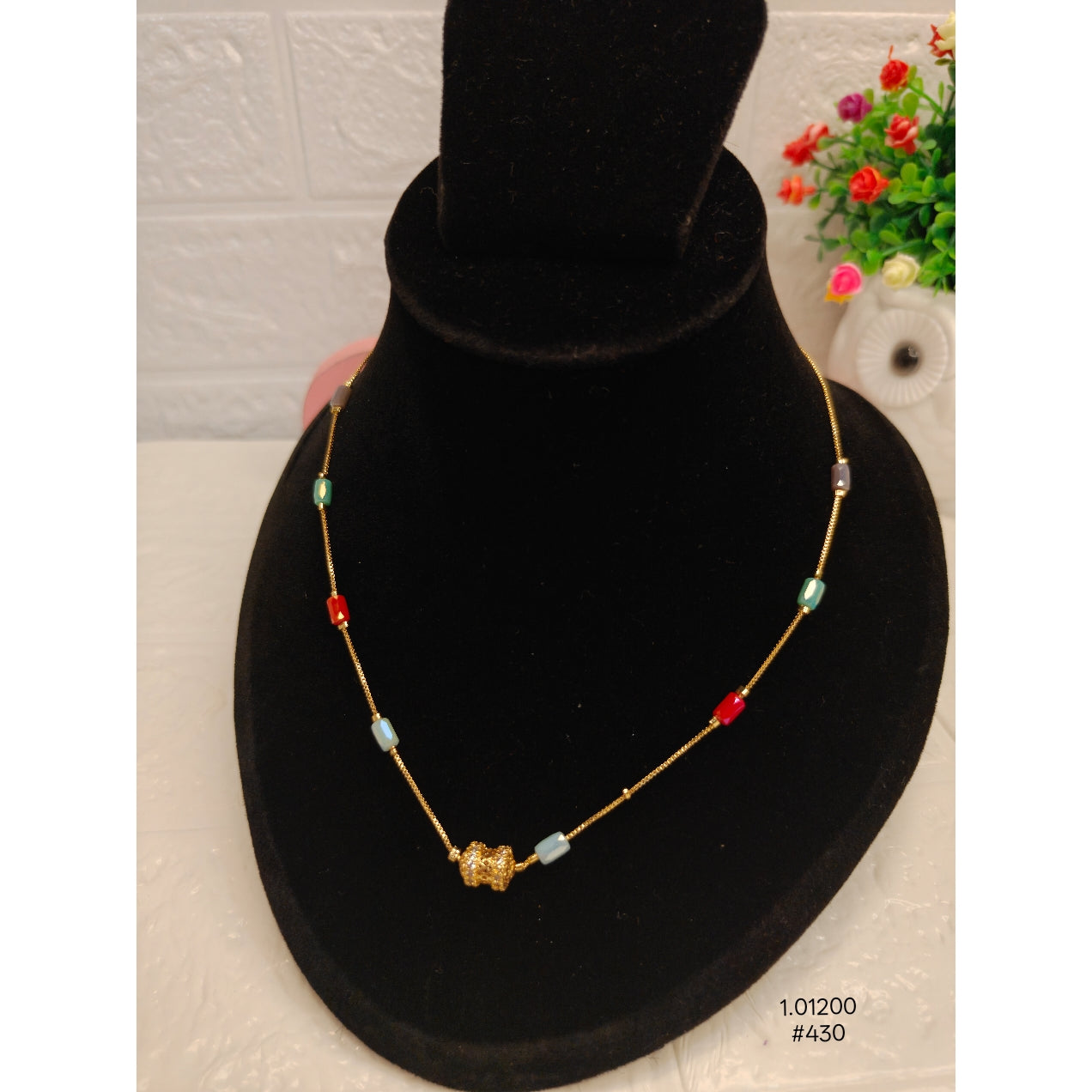 Designer Gold Chain with Multicolor Beads – Classic & Chic