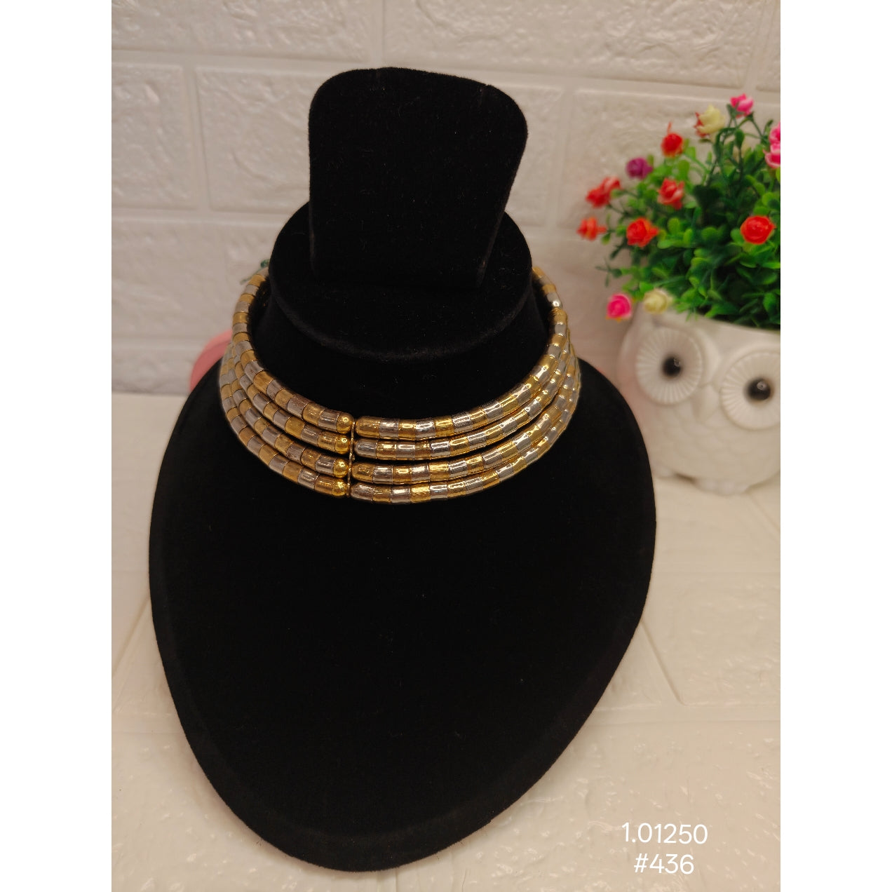 Dual-Tone Gold & Silver Choker – Ethnic and Contemporary Styles