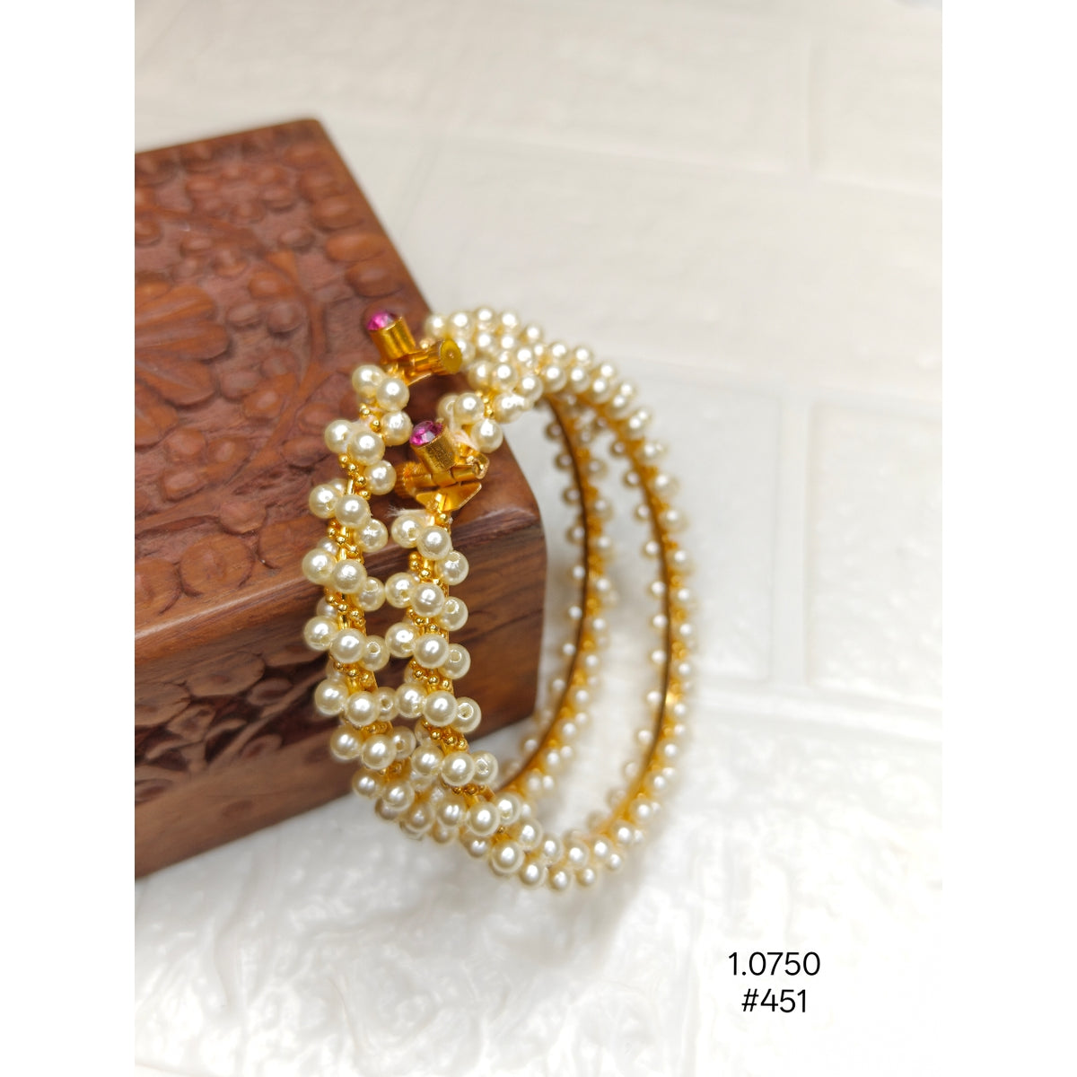 Gold Plated Multi-Layer Pearl Bangles