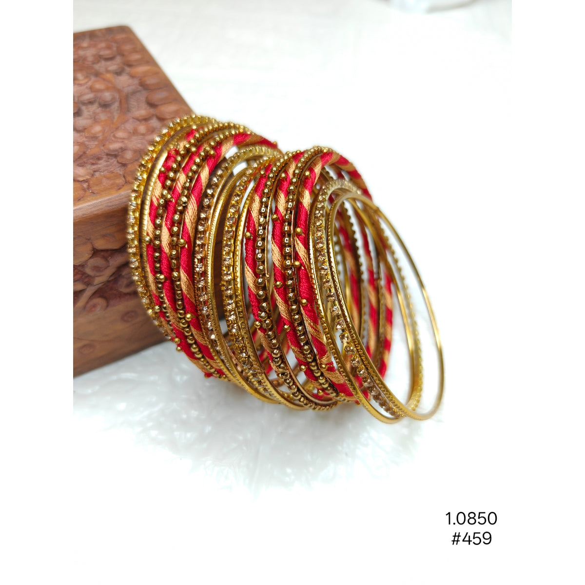 Silk Thread Wrapped Bangles with Gold Plated Textured Bangles