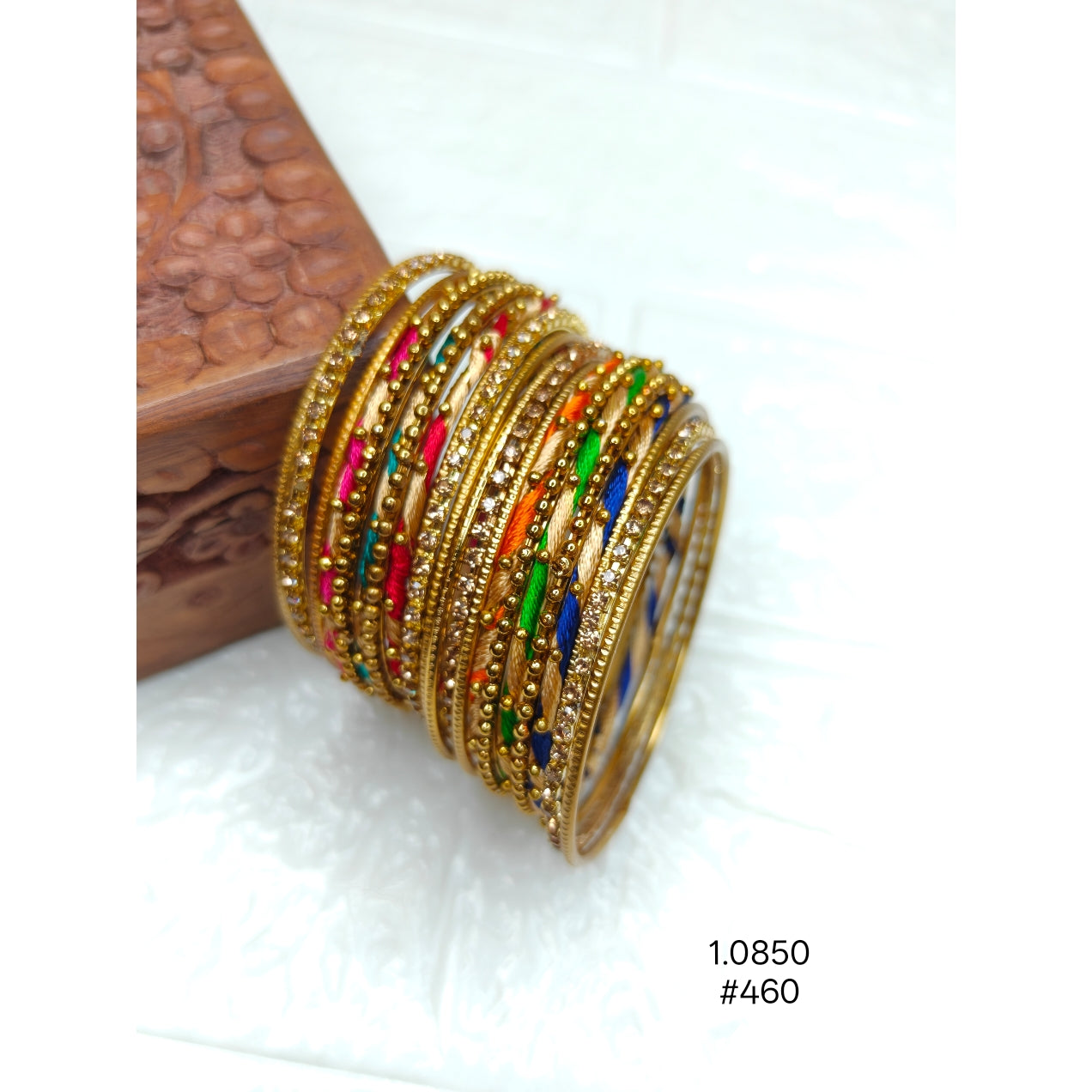  Elegant Multicolor Gold Plated Bangles Set