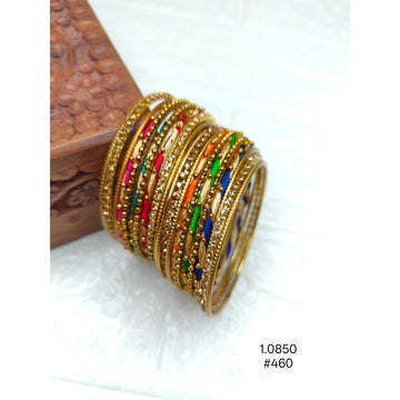  Elegant Multicolor Gold Plated Bangles Set