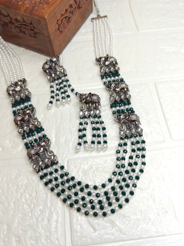 Trendy Multi-Layer Beaded Necklace & Earrings Set