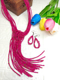Contemporary Pink Multi-Strand Twisted Beaded Opera Necklace